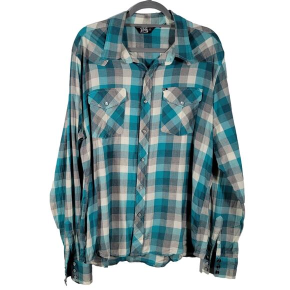 Salt Valley Western Other - Salt Valley Western Shirt Mens XL Green Plaid Cotton Pearl Snap Button Up Cowboy